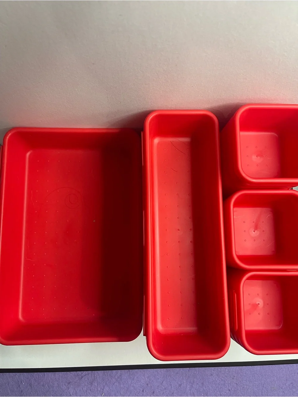 Source Unknown Red Stackable Plastic Organizers - Set of Nesting Bins